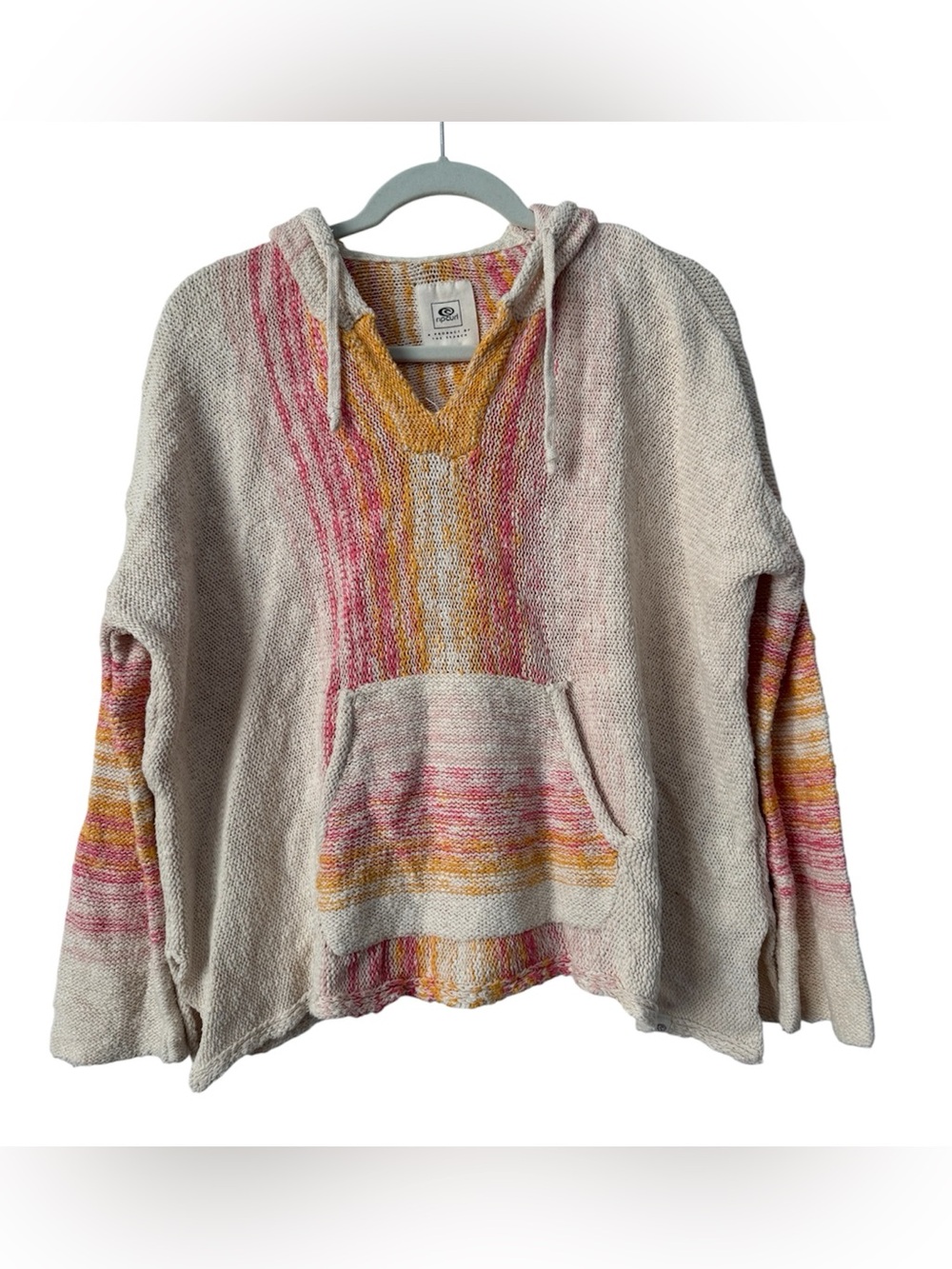 Rip Curl Textured Baja Hoodie with Pink & Orange Stripe Accents